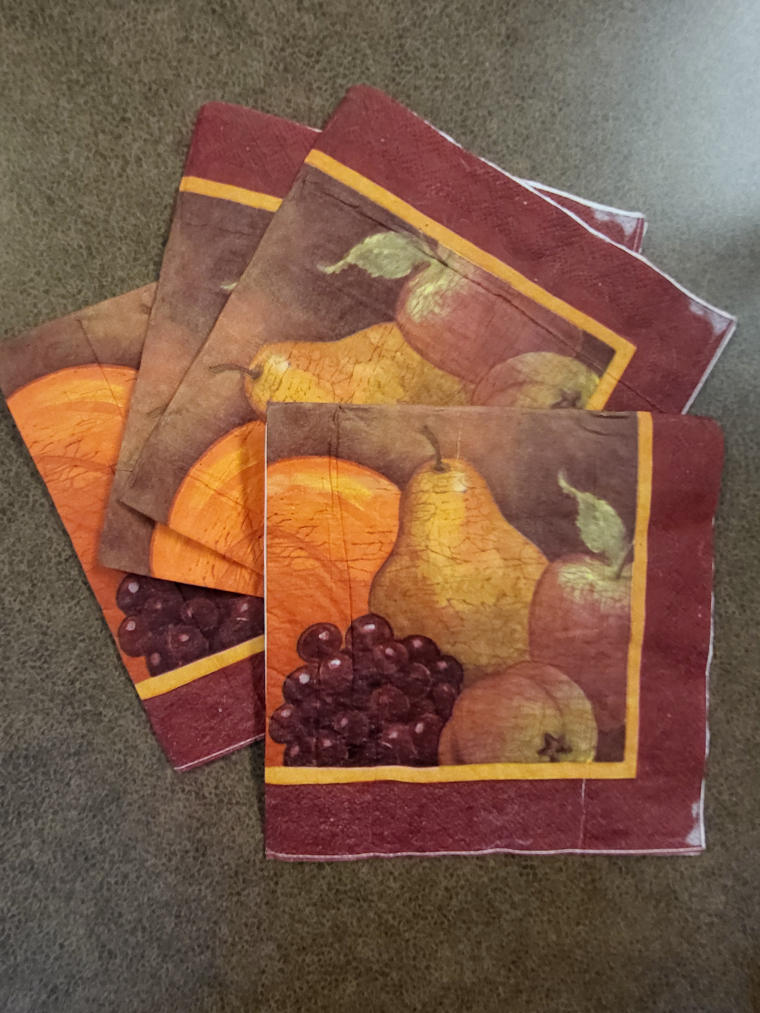 Fruit Harvest Paper Napkin for Junk Journals Scrapbooking Ephemera 6.5x6.5